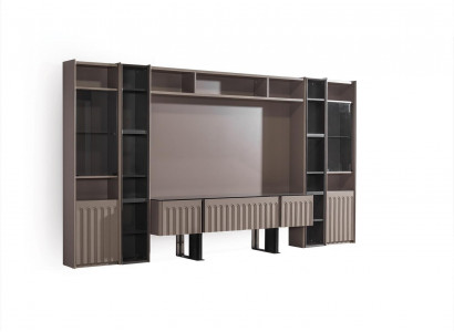 Luxurious Brown Living Room Wall Stylish Living Room Wooden Furniture Noble Shelves